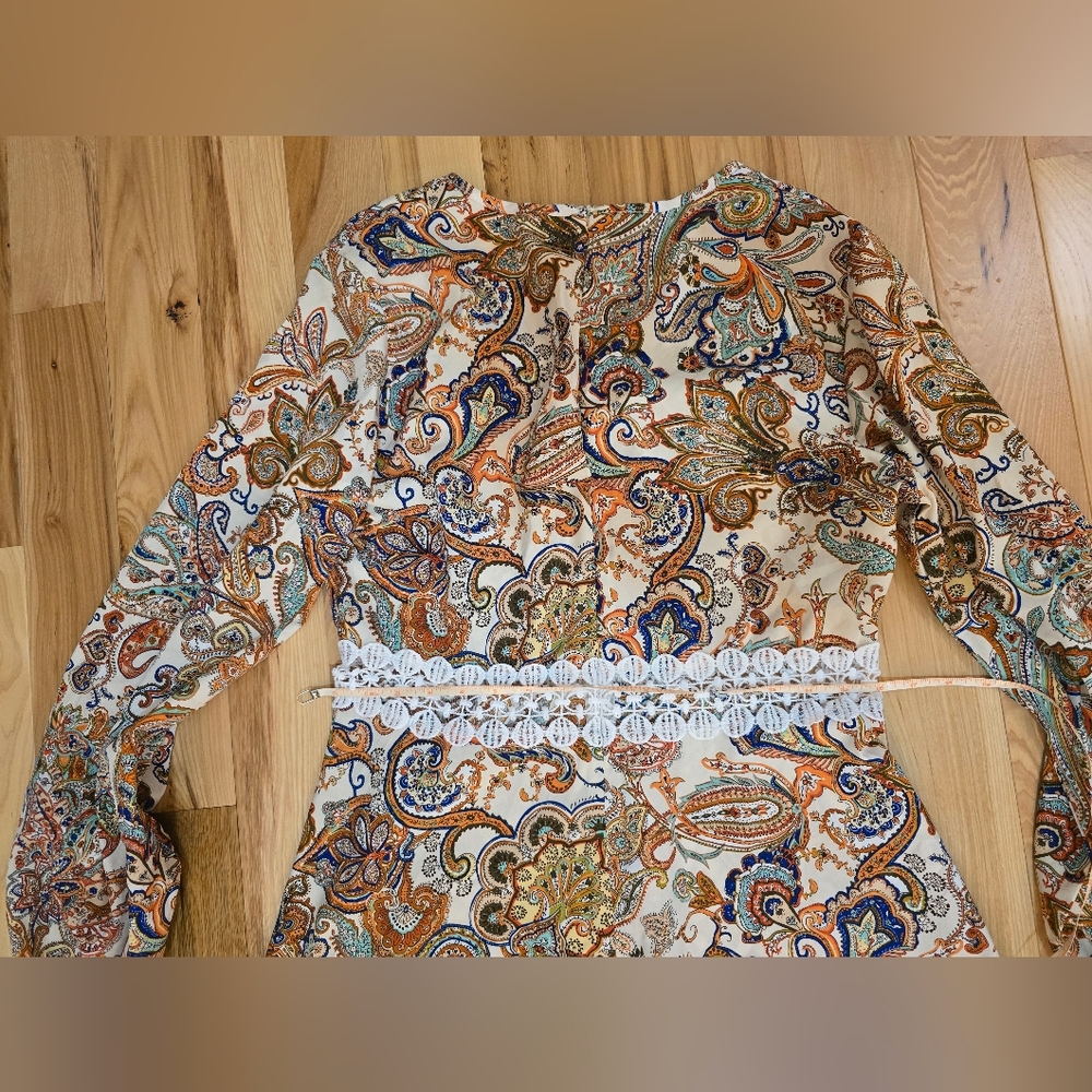 Paisley Long Sleeve Dress with Lace Detail, L - Picture 15 of 16